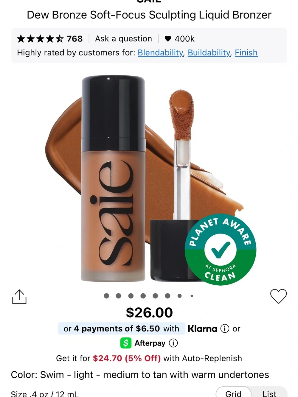 Too Faced Bronzer Stick CHOCOLATE MOUSSE (FULL) & SAIE BRONZER IN SWIM MINI 5mL